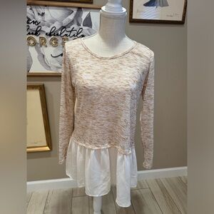 5 for $30 BOUTIQUE AUDGE PODGE Peplum Long Sleeve Ruffle Bottom Top